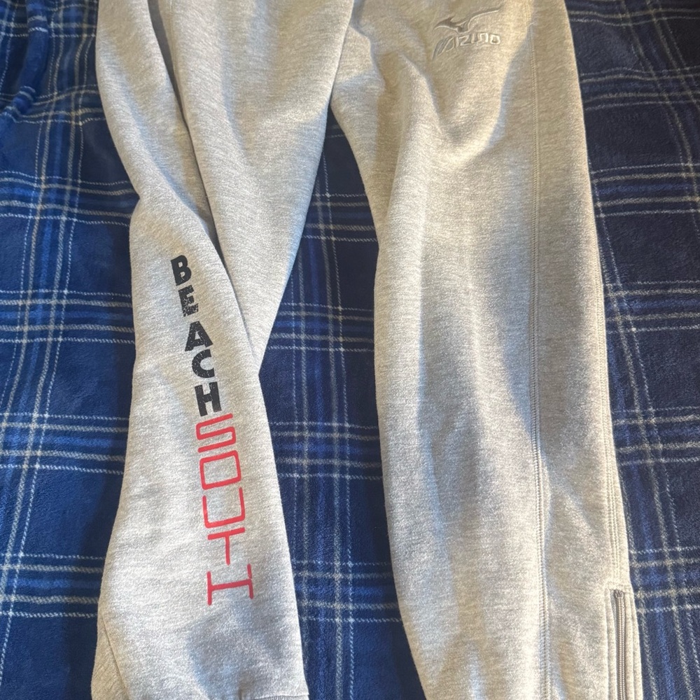 Mizuno Gray Joggers with logo on the right leg